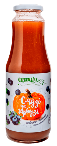 Сік гарбузово-чорничний з м’якоттю без цукру пастеризований